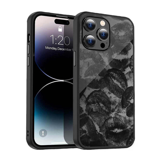 Black Kiss Print Phone Cover | Glass Case