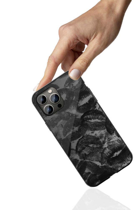 Black Kiss Print Phone Cover | Glass Case
