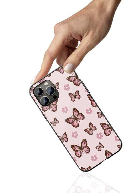 Blush Butterfly Charm Phone Cover | Glass Case