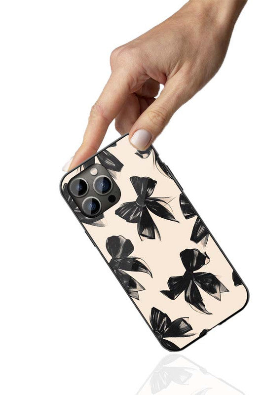 Elegant Black Bow Phone Cover | Glass Case