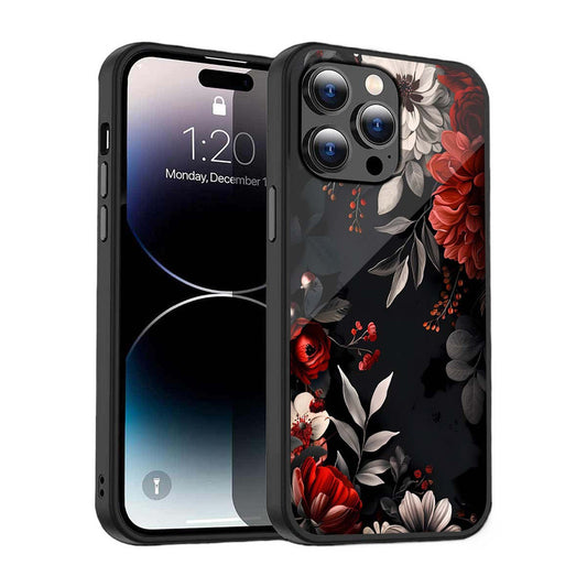 Elegant Dark Flora Phone Cover | Glass Case