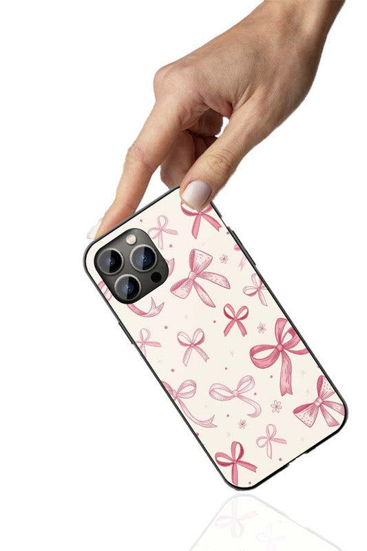Pink Ribbon Charm Phone Cover | Glass Case