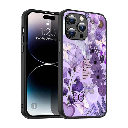 Purple Butterfly Collage Phone Cover | Glass Case