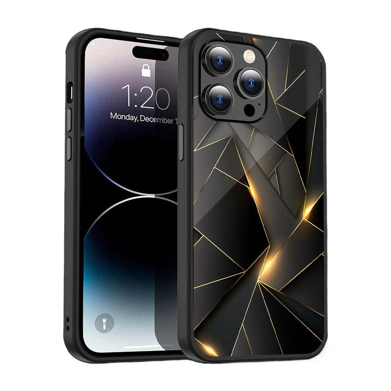 Black Gold Geometric Phone Cover | Glass Case