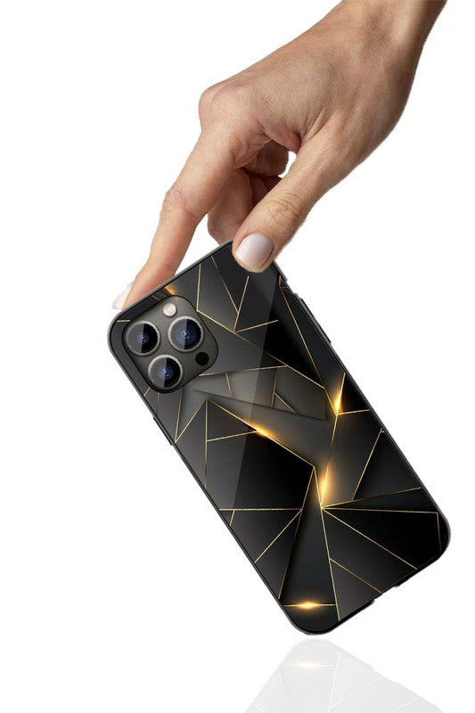 Black Gold Geometric Phone Cover | Glass Case