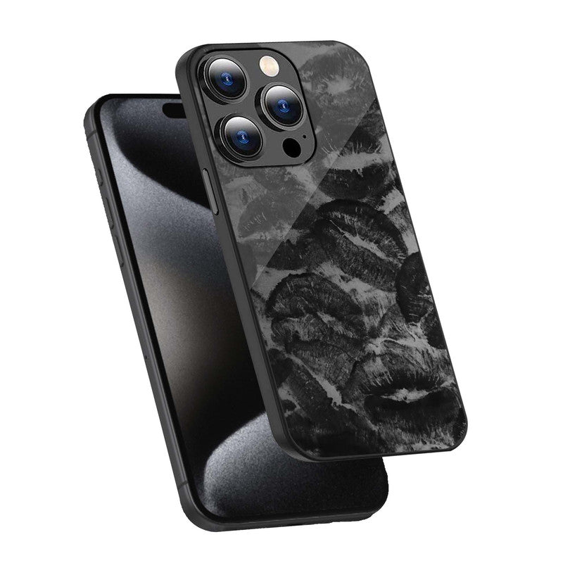 Black Kiss Print Phone Cover | Glass Case