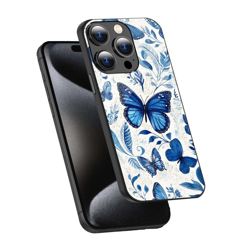 Blue Butterfly Aesthetic Phone Cover | Glass Case