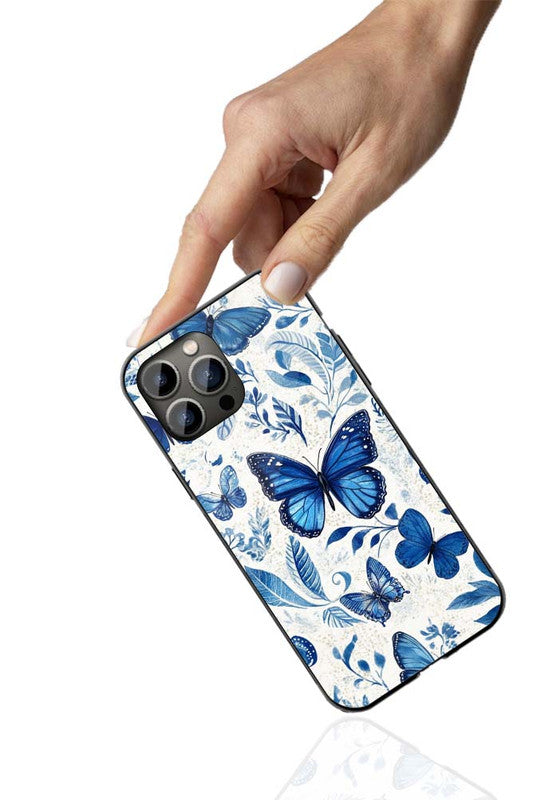 Blue Butterfly Aesthetic Phone Cover | Glass Case