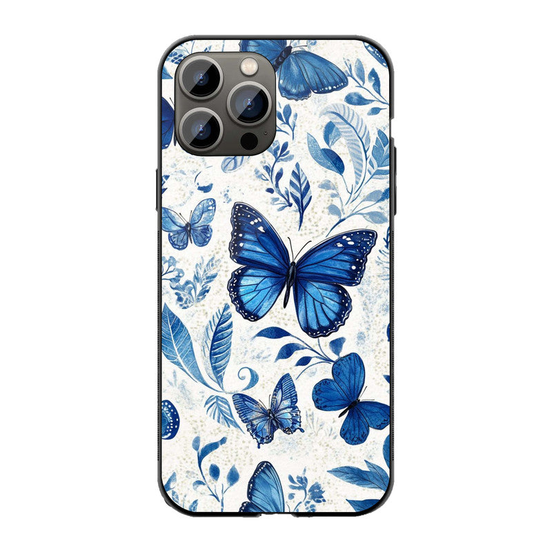 Blue Butterfly Aesthetic Phone Cover | Glass Case