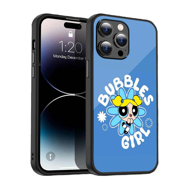Bubbles Girl Blue Phone Cover | Glass Case