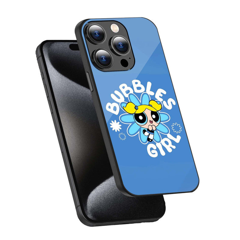 Bubbles Girl Blue Phone Cover | Glass Case