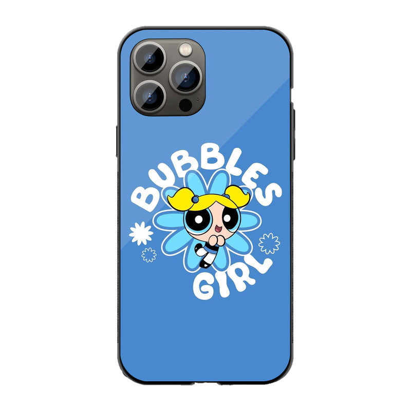 Bubbles Girl Blue Phone Cover | Glass Case