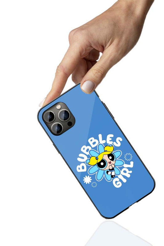 Bubbles Girl Blue Phone Cover | Glass Case