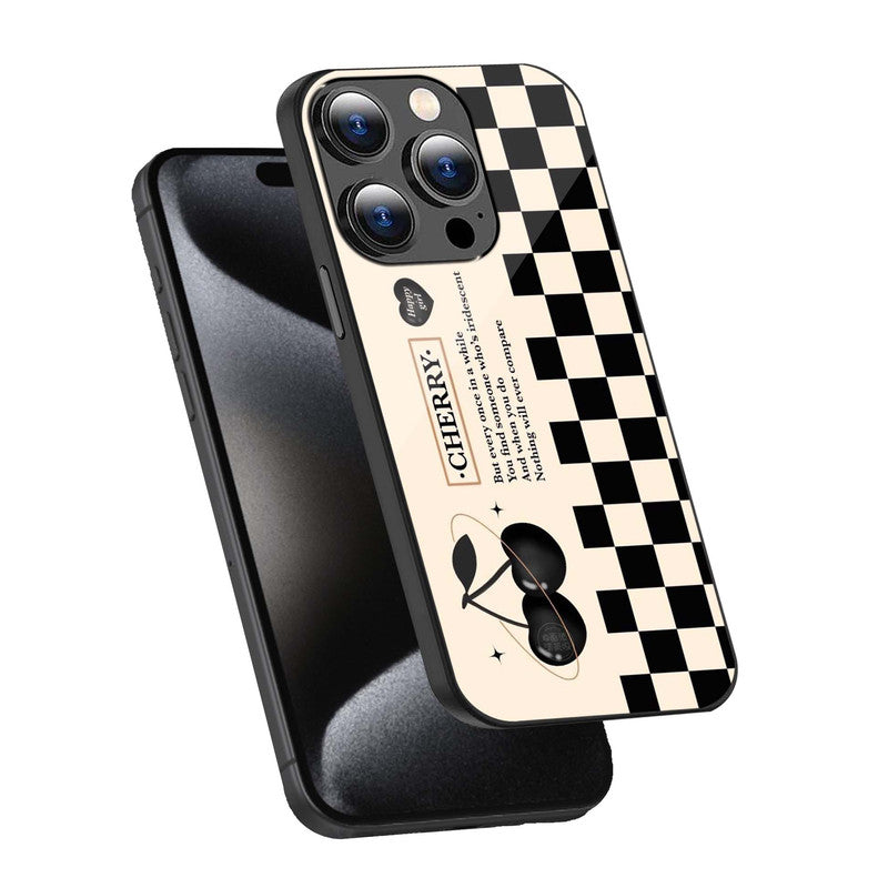 Cherry Check Phone Cover | Glass Case