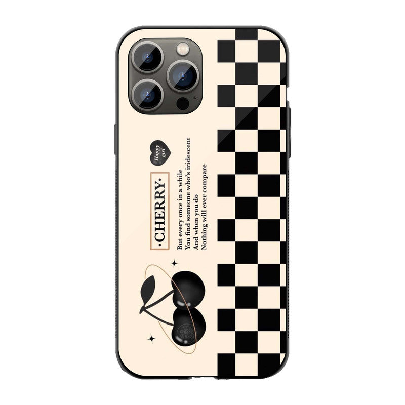 Cherry Check Phone Cover | Glass Case