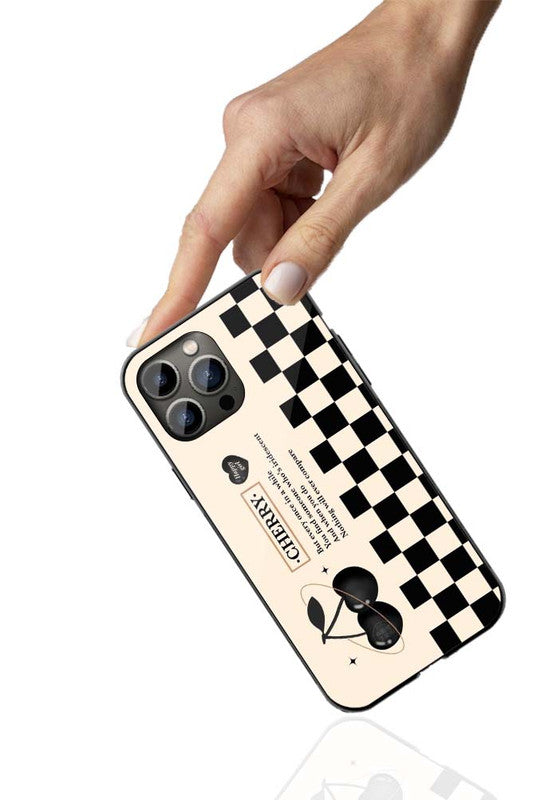 Cherry Check Phone Cover | Glass Case