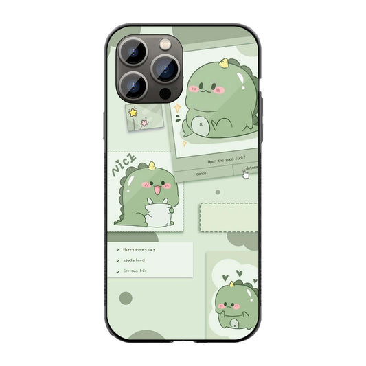 Cute Green Dino Phone Cover | Glass Case