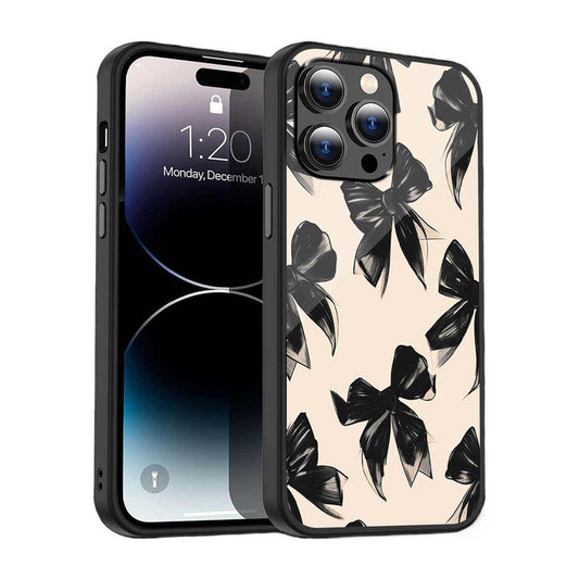 Elegant Black Bow Phone Cover | Glass Case
