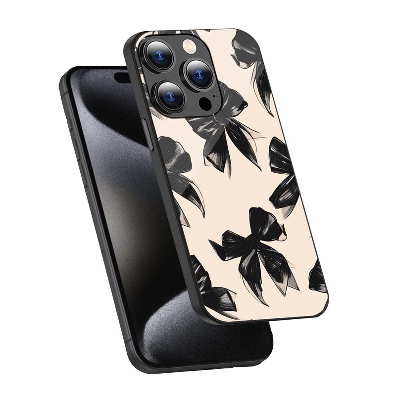 Elegant Black Bow Phone Cover | Glass Case