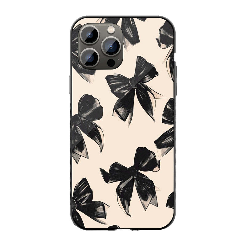 Elegant Black Bow Phone Cover | Glass Case