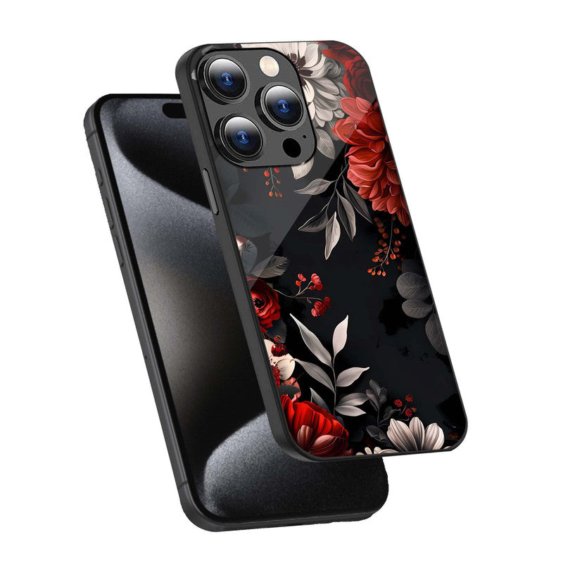 Elegant Dark Flora Phone Cover | Glass Case