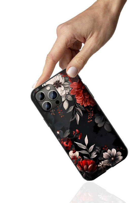 Elegant Dark Flora Phone Cover | Glass Case