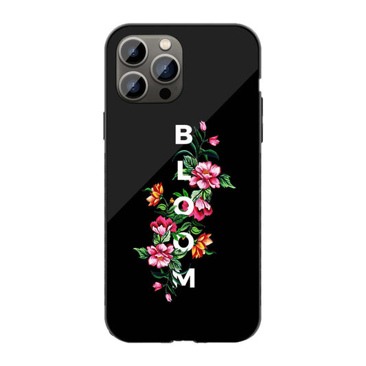 Floral Bloom Black Phone Cover | Glass Case