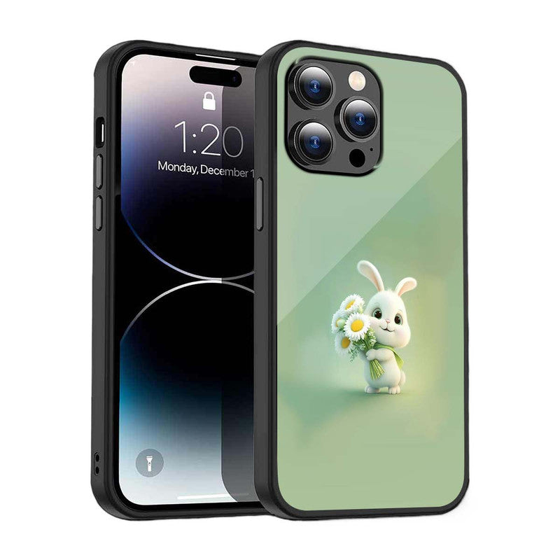 Fluffy Bunny Charm Phone Cover | Glass Case