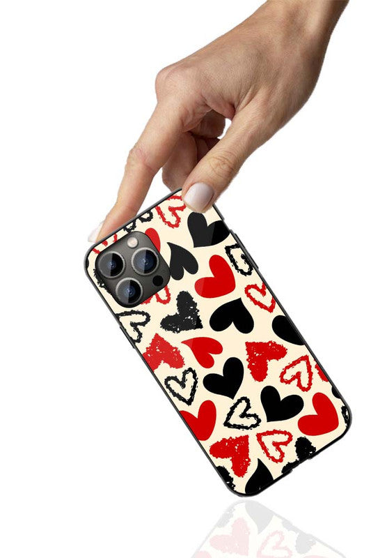 Heart Scribbles Love Phone Cover | Glass Case