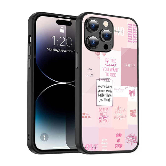 Motivational Pink Aesthetic Phone Cover | Glass Case