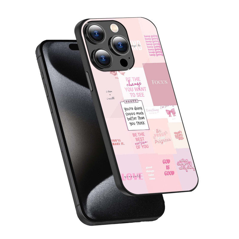 Motivational Pink Aesthetic Phone Cover | Glass Case