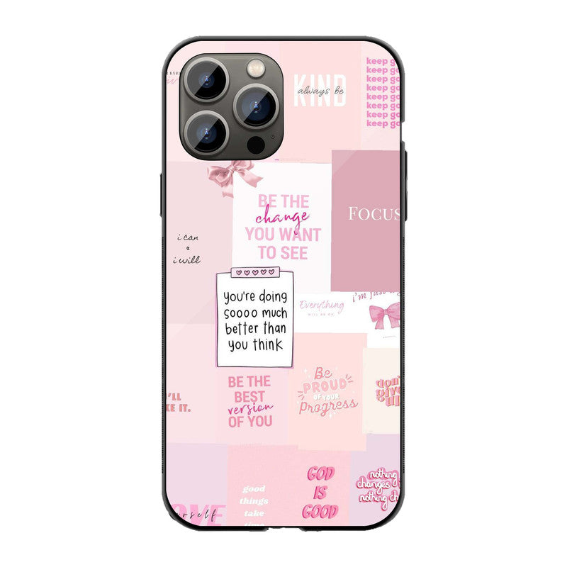 Motivational Pink Aesthetic Phone Cover | Glass Case
