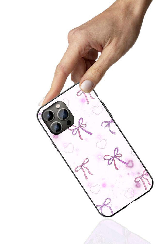 Pastel Bow Charm Phone Cover | Glass Case