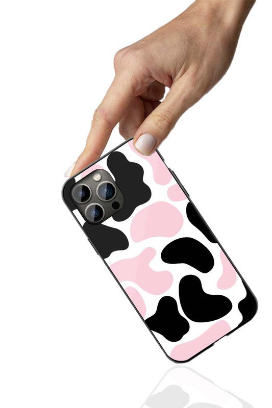 Pink Cow Print Phone Cover | Glass Case
