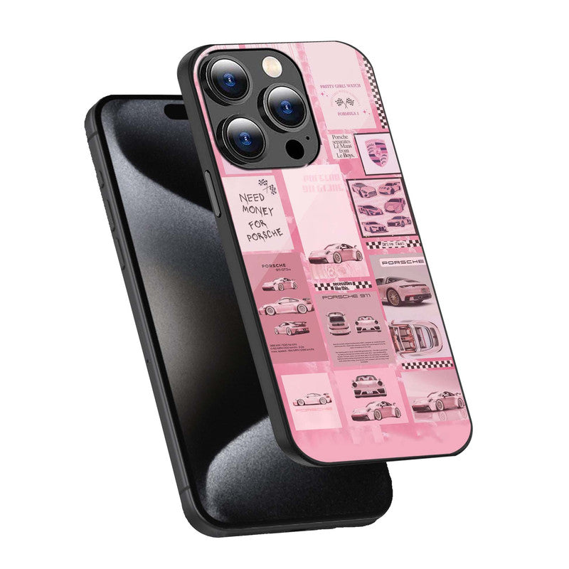Pink Porsche Aesthetic Phone Cover | Glass Case