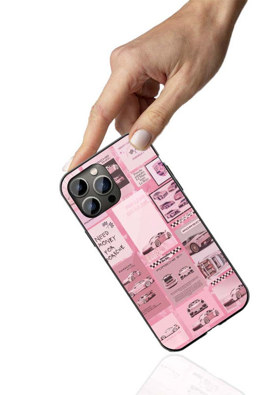 Pink Porsche Aesthetic Phone Cover | Glass Case