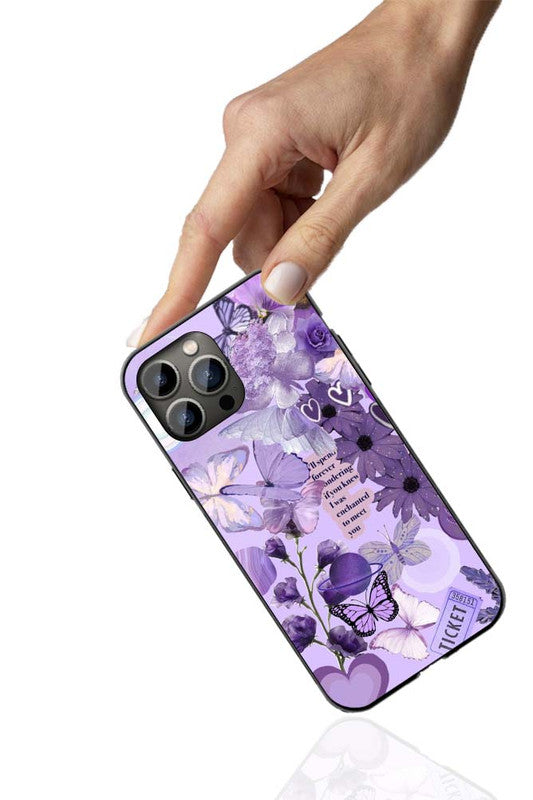 Purple Butterfly Collage Phone Cover | Glass Case