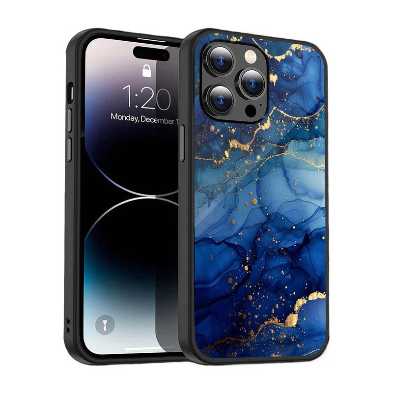 Royal Blue Marble Phone Cover | Glass Case