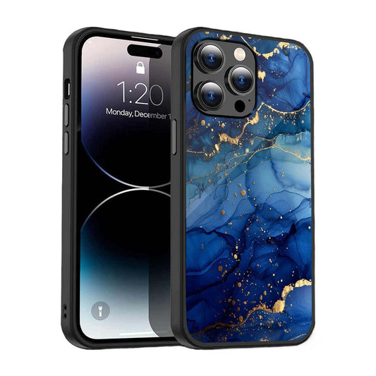 Royal Blue Marble Phone Cover | Glass Case
