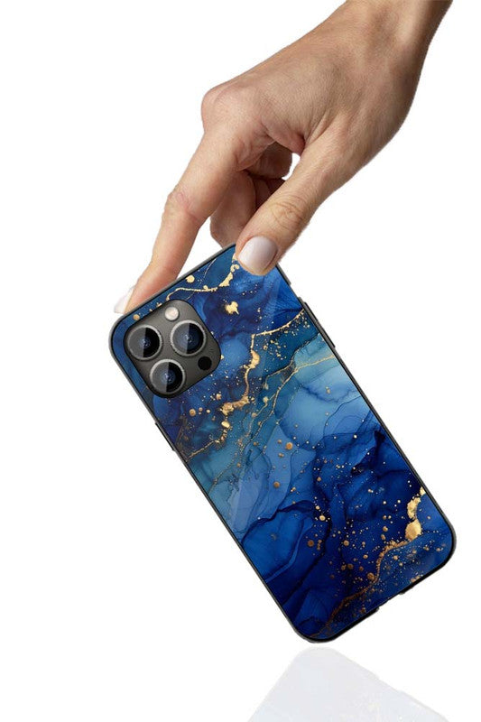 Royal Blue Marble Phone Cover | Glass Case
