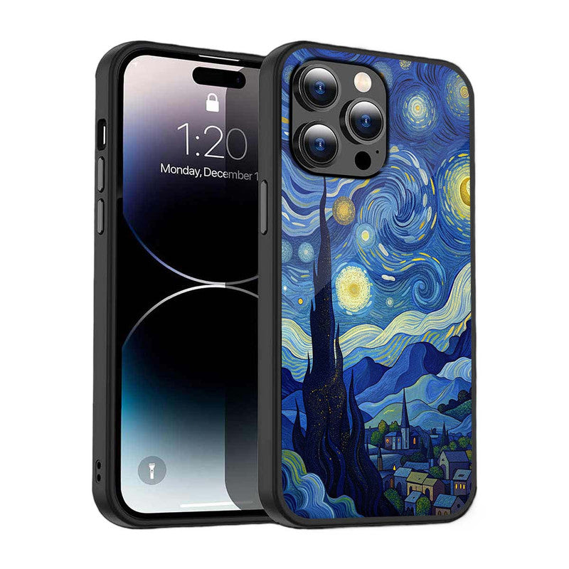 Starry Night Cat Phone Cover | Glass Case