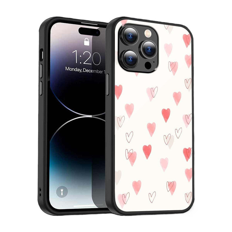 Watercolor Hearts Phone Cover | Glass Case