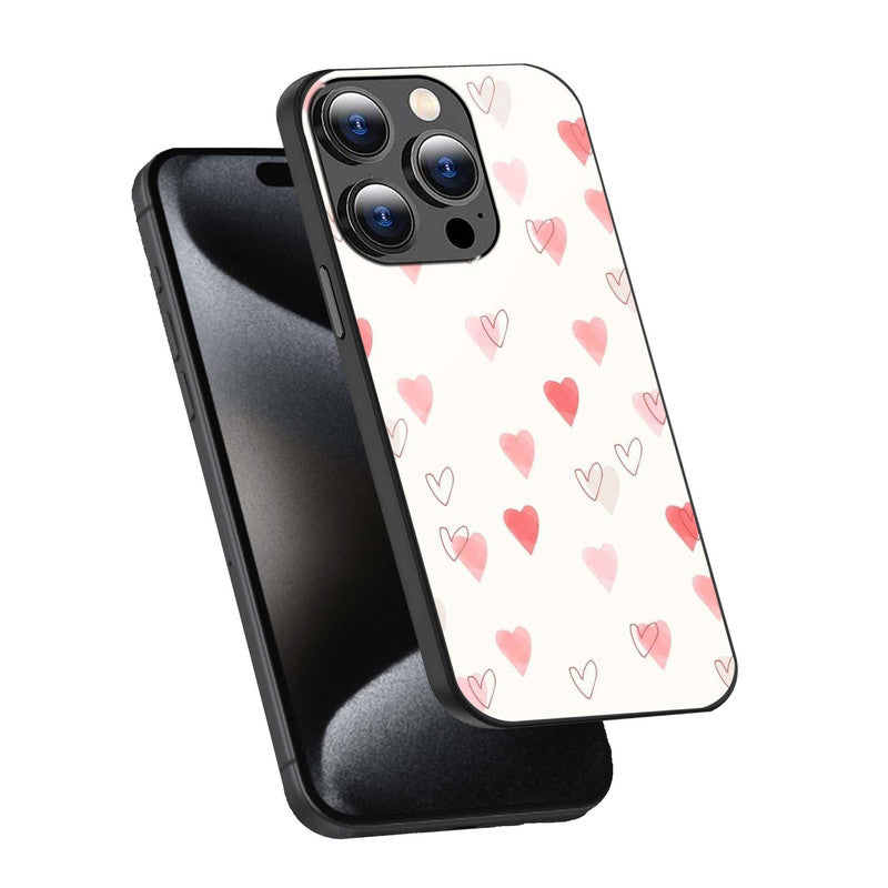 Watercolor Hearts Phone Cover | Glass Case