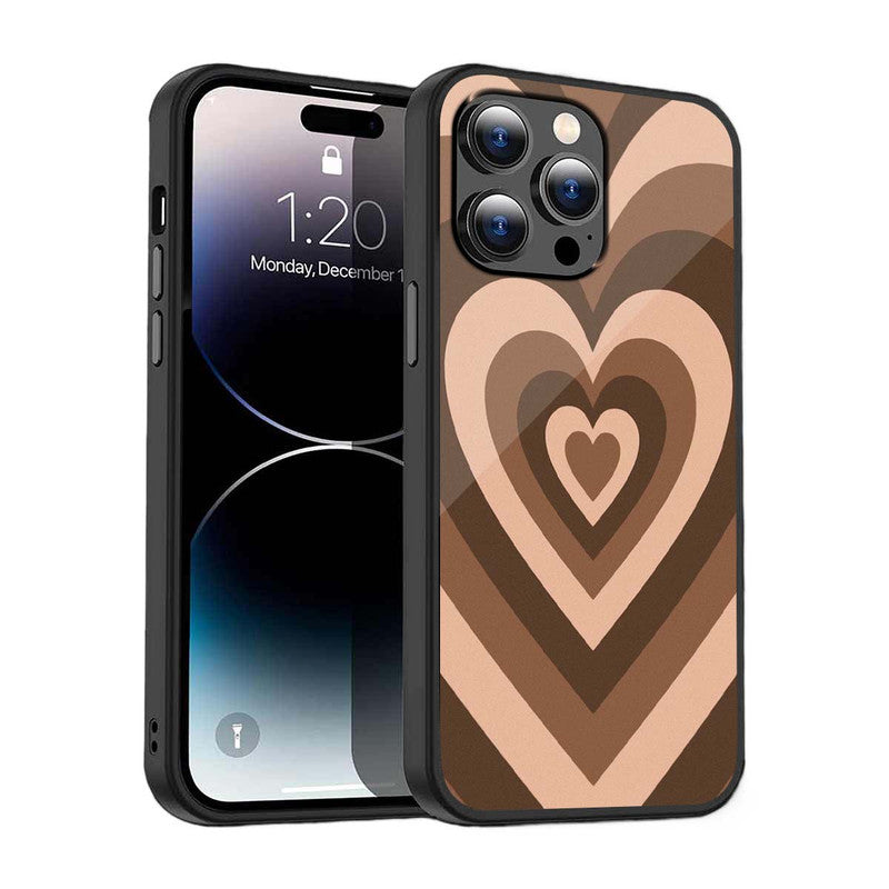 Y2K brown heart Phone Cover | Glass Case